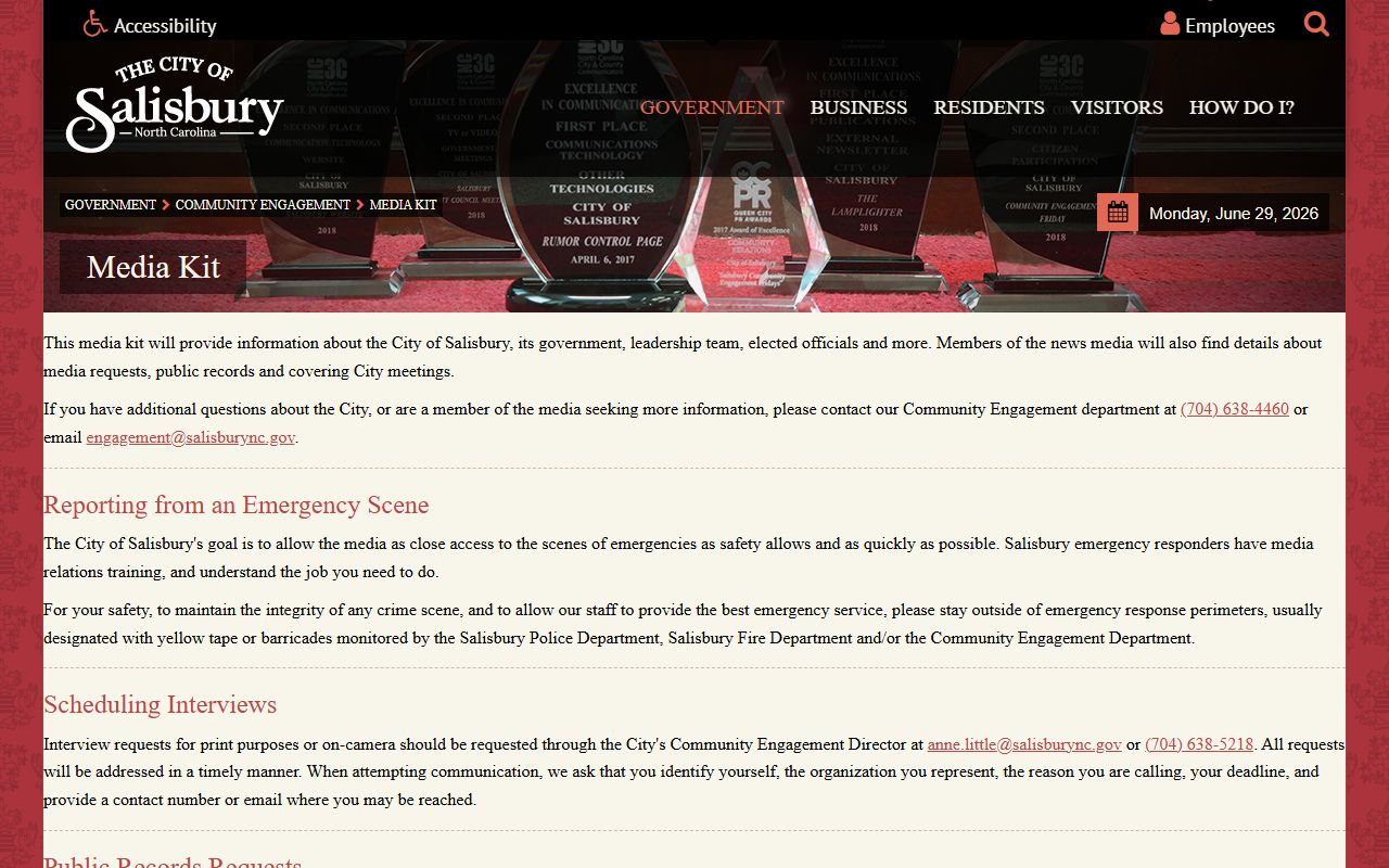Salisbury phone directory city leadership and facility listings